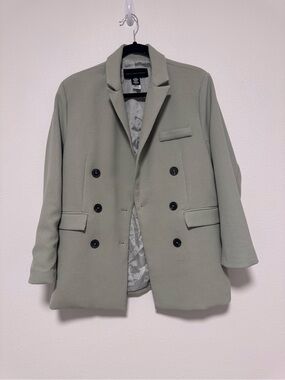 Double-Breasted Light Sage Blazer Jacket